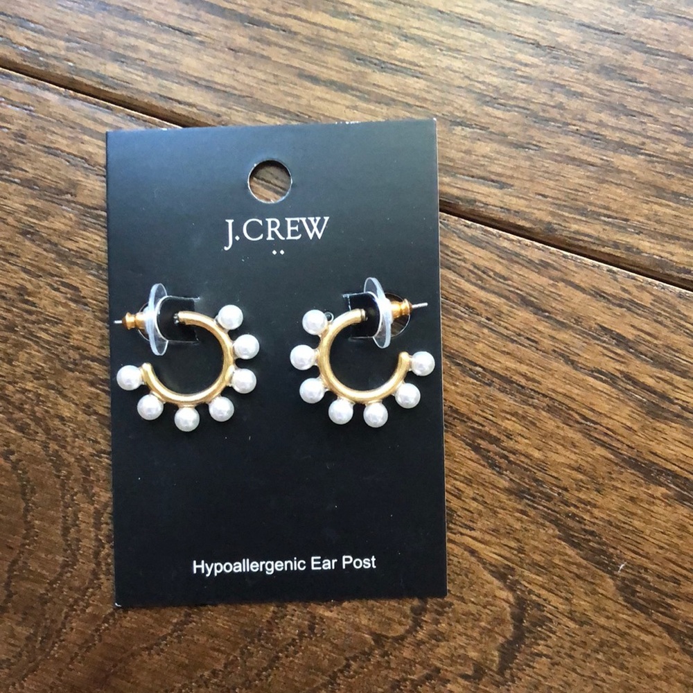 Jcrew pearl hoop earrings
